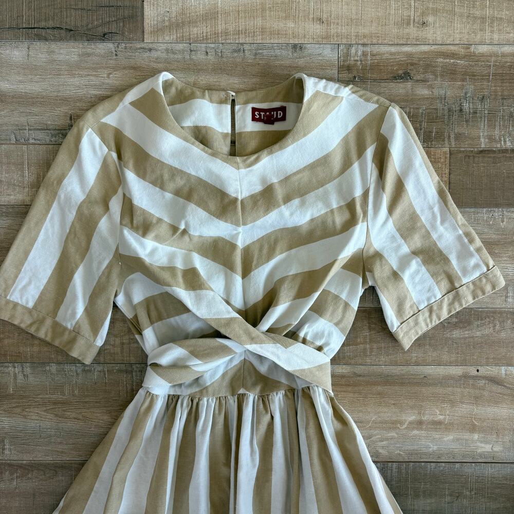 Staud York Cotton-Linen Dress Cream and Beige Size XS - Picture 4 of 8